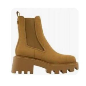 Zara Split Leather Lug Soled Ankle Boots in Tan 38